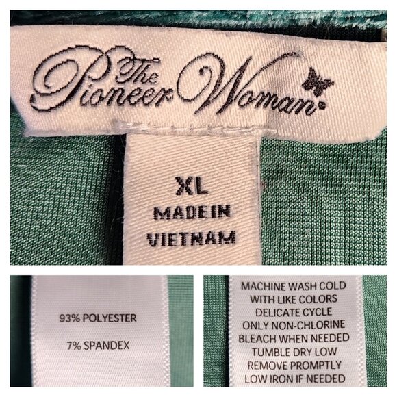 Pioneer Woman XL Emerald Geen Velour Tunic Top Peasant Embroidered Long Sleeve - Picture 5 of 5
